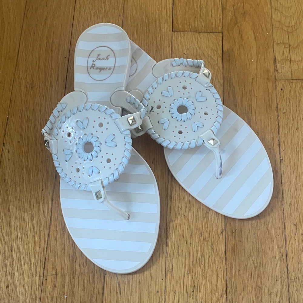 Jack Rogers White and Light Tan Jelly Sandals